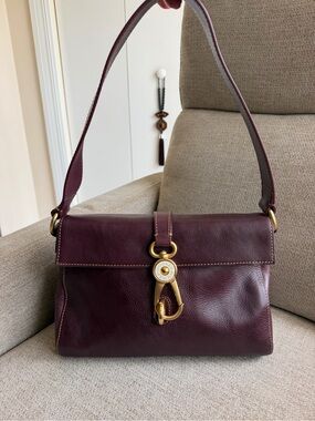 Dooney & Bourke Plum Leather Shoulder Bag